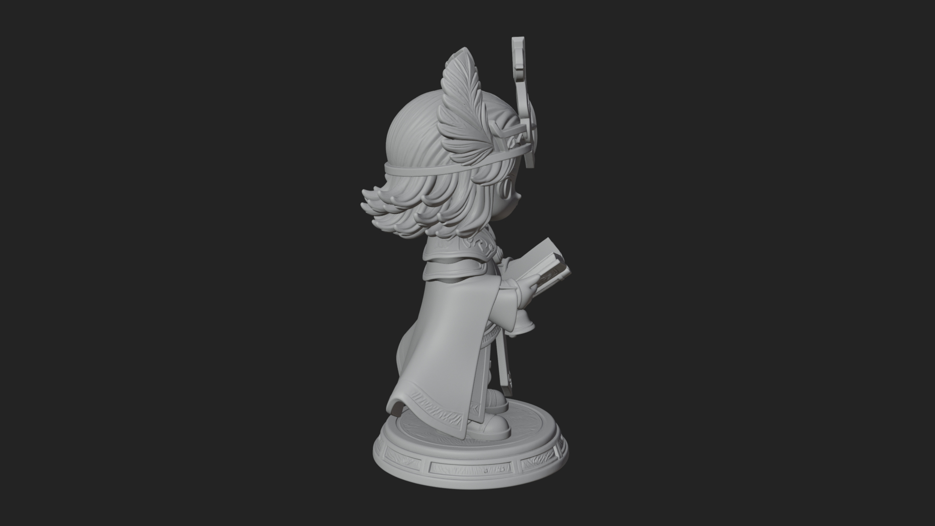 Chibi Winged Helm Mage Statue Design 4 3D Print Model 3D Model
