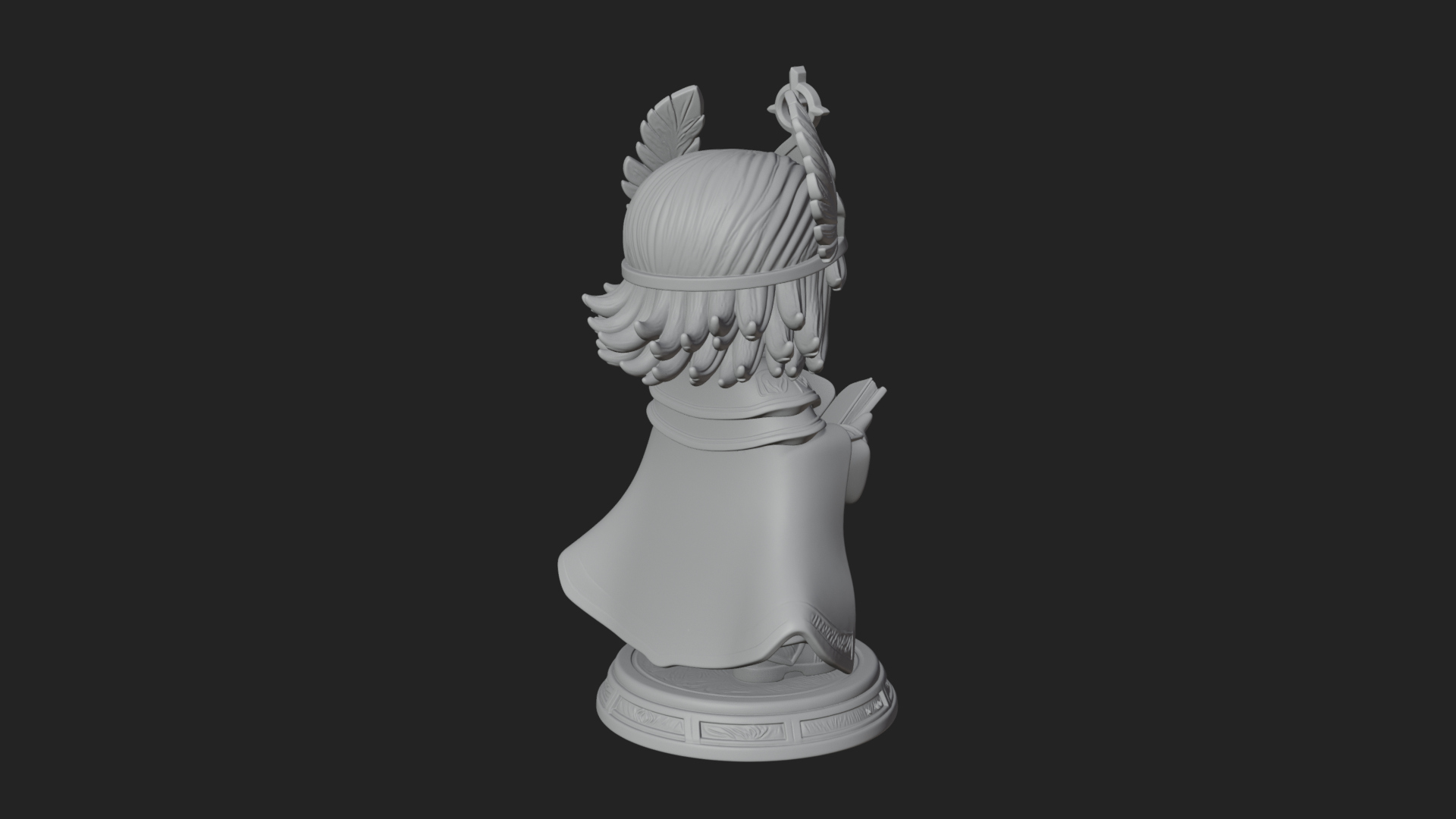 Chibi Winged Helm Mage Statue Design 4 3D Print Model 3D Model
