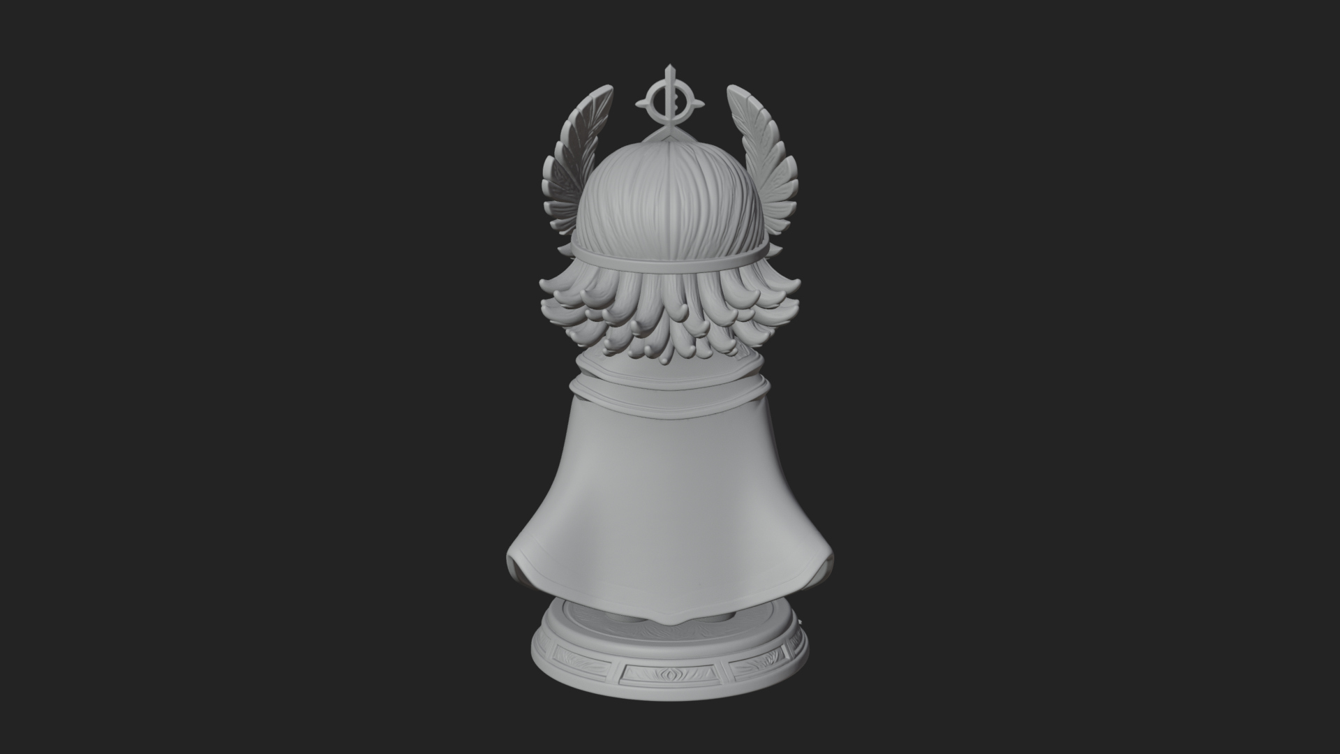Chibi Winged Helm Mage Statue Design 4 3D Print Model 3D Model