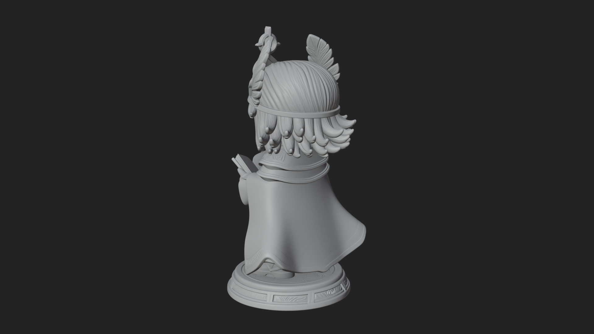 Chibi Winged Helm Mage Statue Design 4 3D Print Model 3D Model