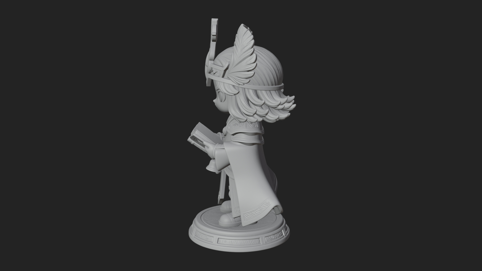 Chibi Winged Helm Mage Statue Design 4 3D Print Model 3D Model