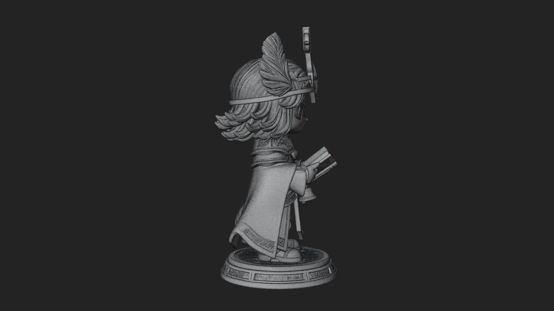 Chibi Winged Helm Mage Statue Design 4 3D Print Model 3D Model