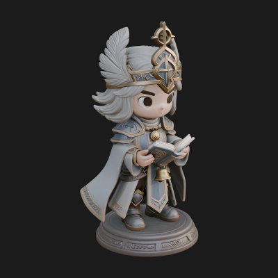Chibi Winged Helm Mage Statue Design 4 3D Print Model