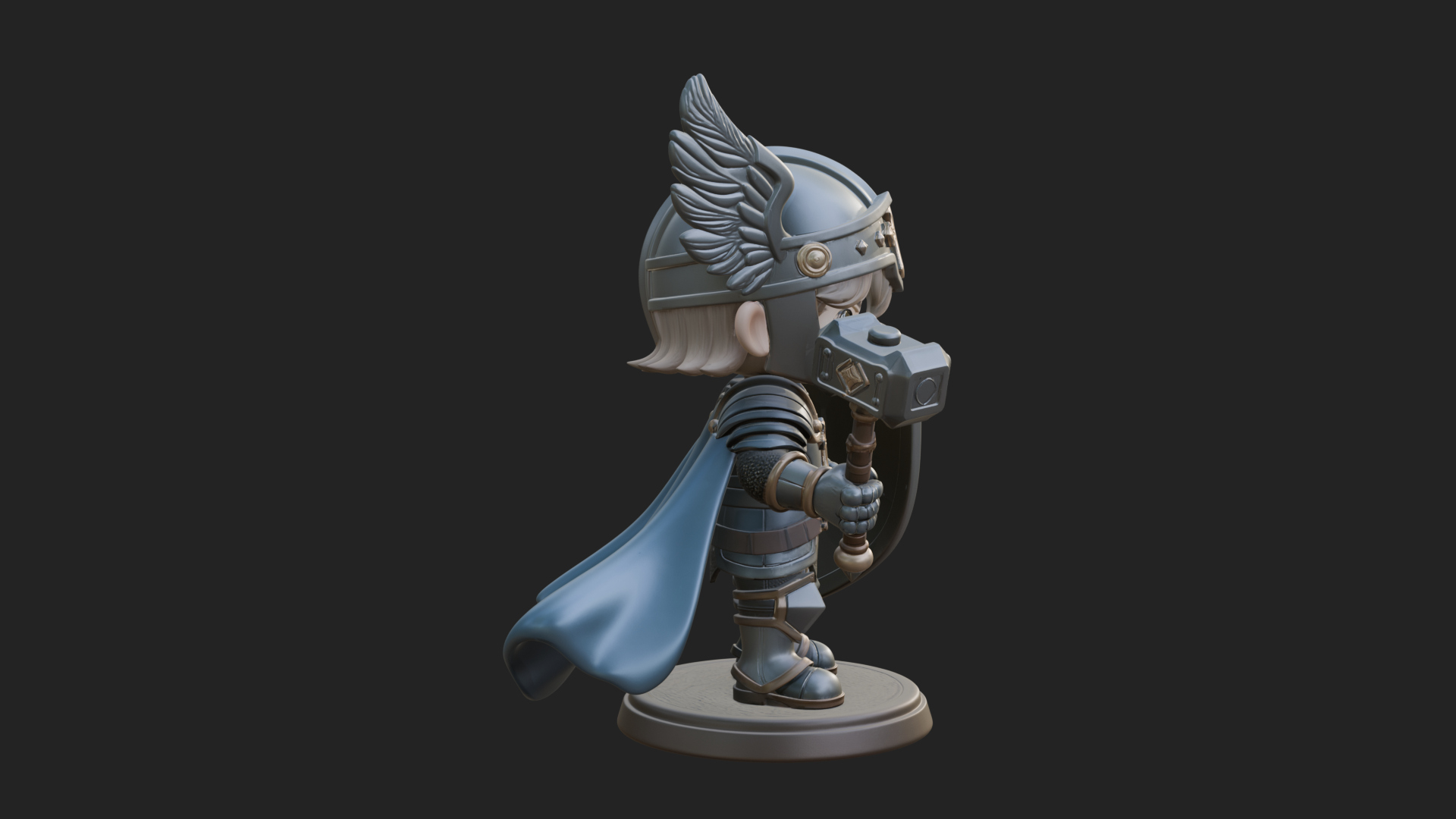 Chibi Winged Helm Paladin Statue Design 1 3D Print Model 3D Model