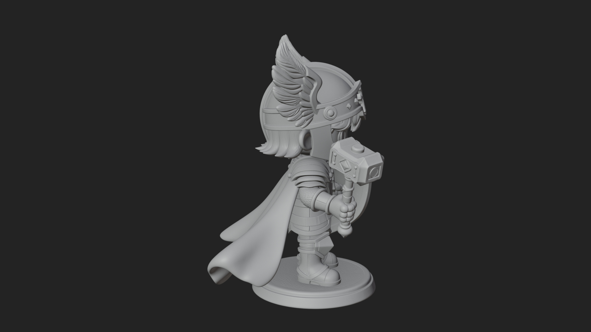 Chibi Winged Helm Paladin Statue Design 1 3D Print Model 3D Model