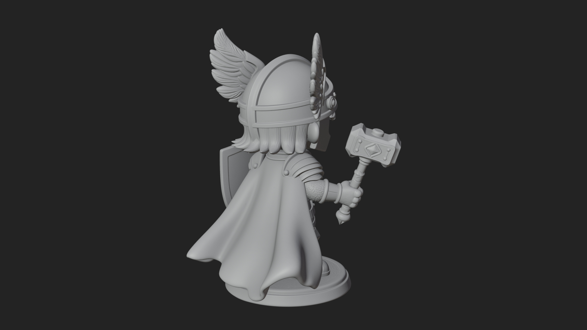 Chibi Winged Helm Paladin Statue Design 1 3D Print Model 3D Model
