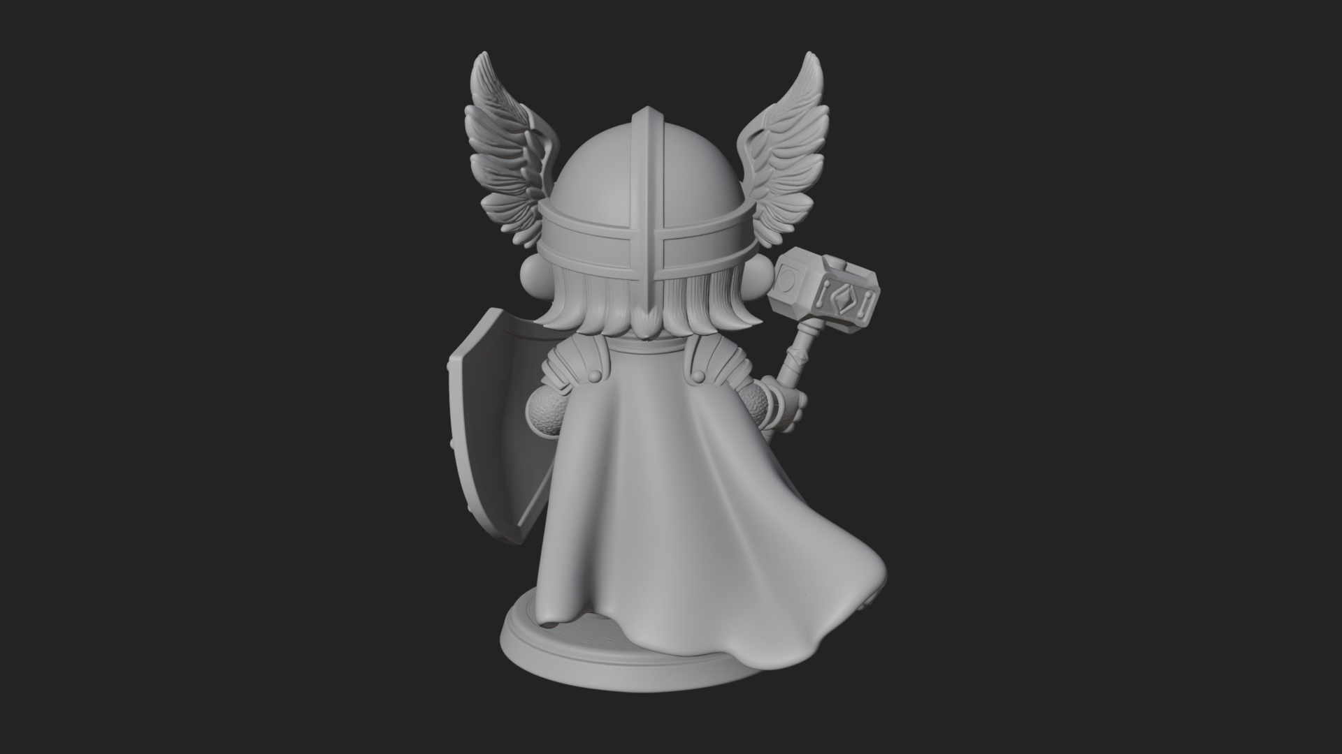 Chibi Winged Helm Paladin Statue Design 1 3D Print Model 3D Model
