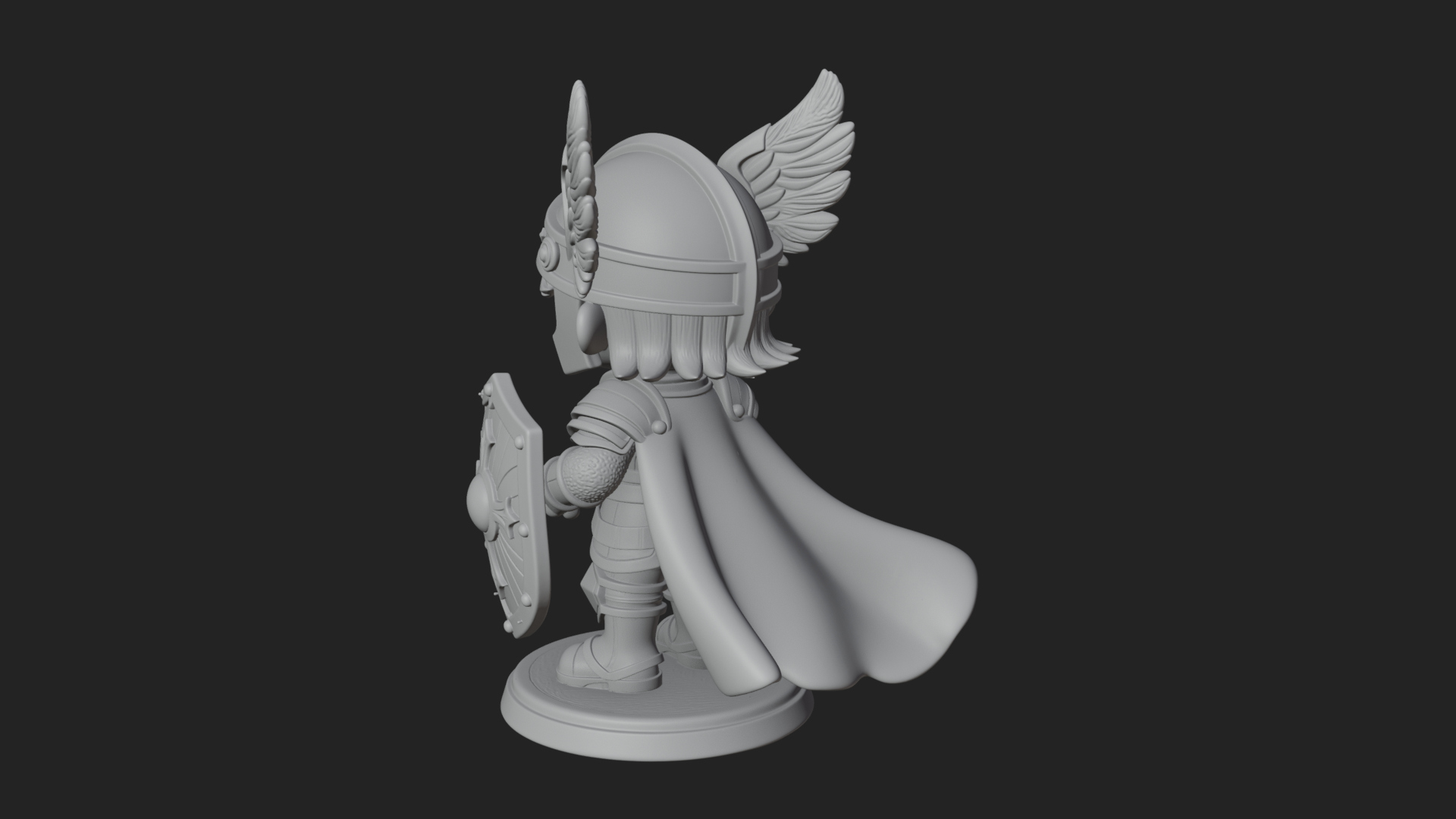Chibi Winged Helm Paladin Statue Design 1 3D Print Model 3D Model