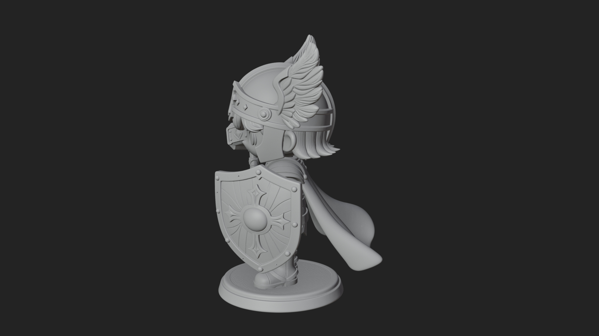 Chibi Winged Helm Paladin Statue Design 1 3D Print Model 3D Model
