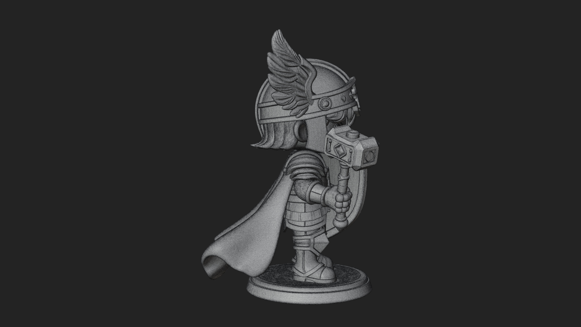 Chibi Winged Helm Paladin Statue Design 1 3D Print Model 3D Model