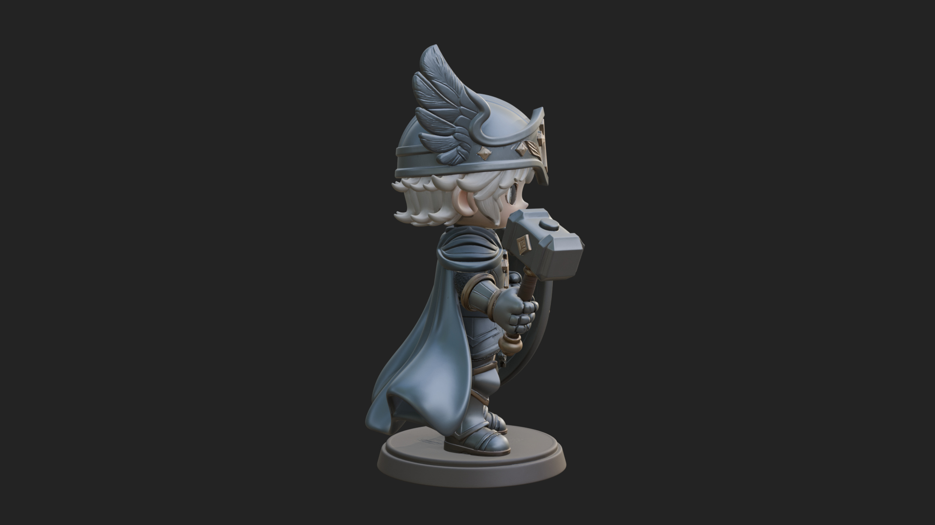 Chibi Winged Helm Paladin Statue Design 2 3D Print Model 3D Model