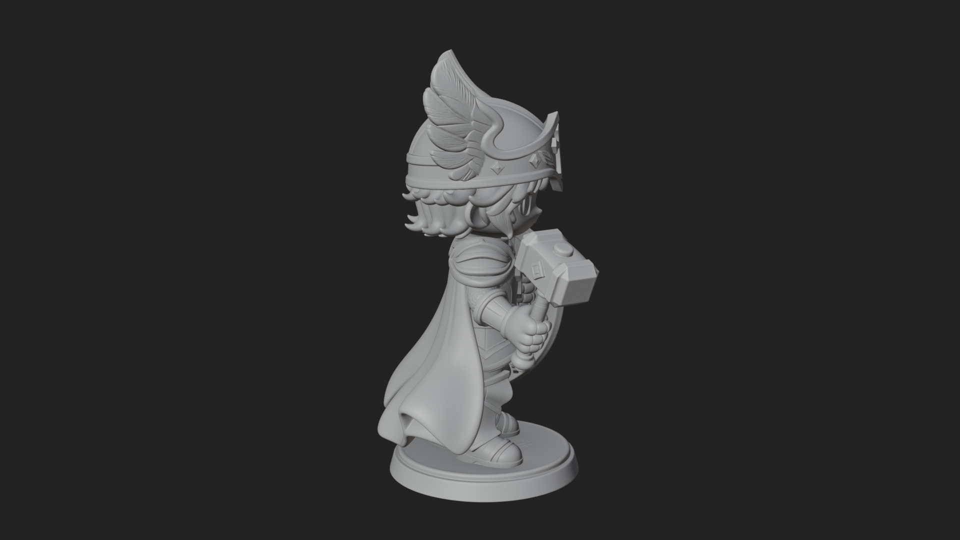 Chibi Winged Helm Paladin Statue Design 2 3D Print Model 3D Model