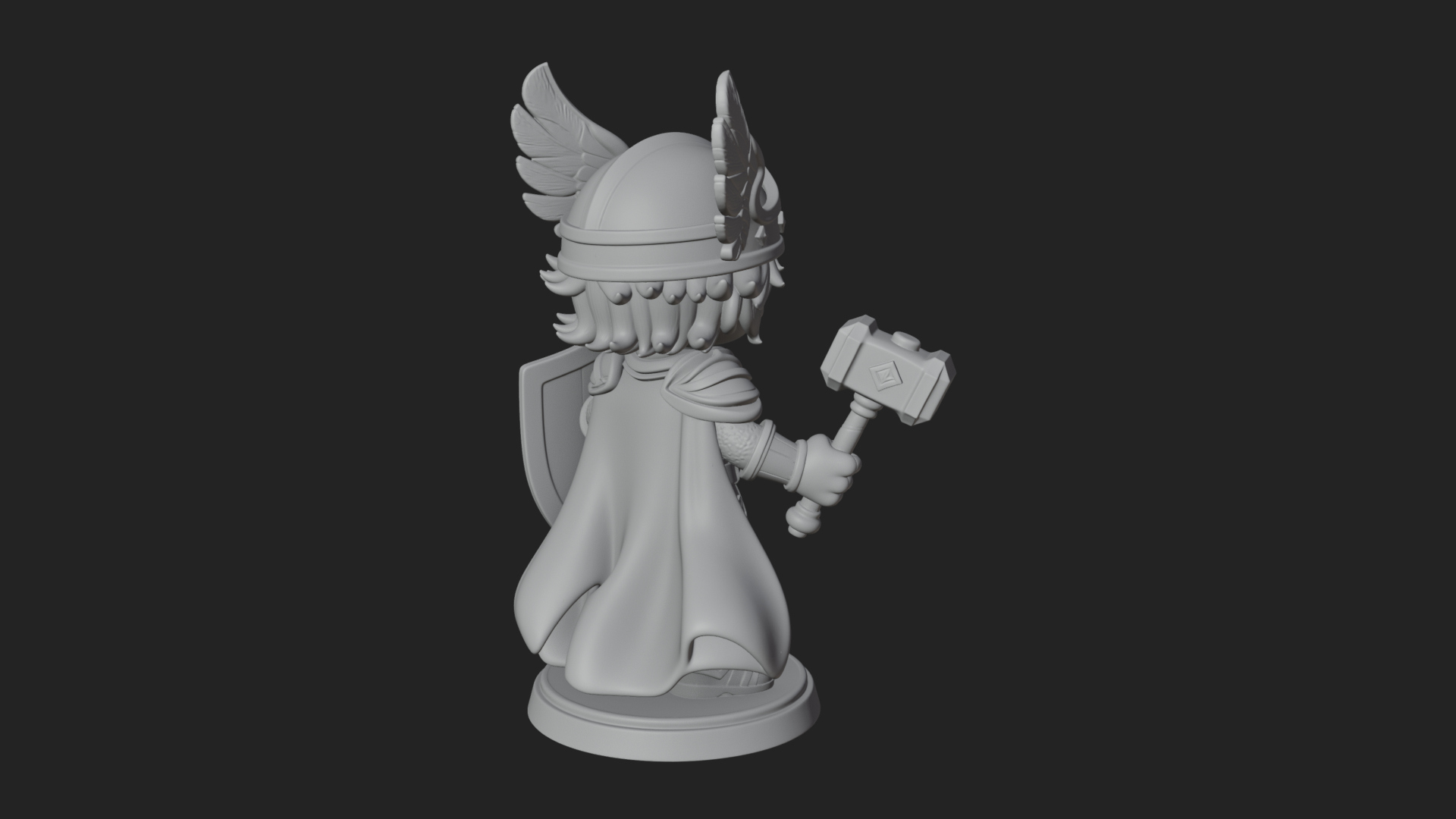 Chibi Winged Helm Paladin Statue Design 2 3D Print Model 3D Model