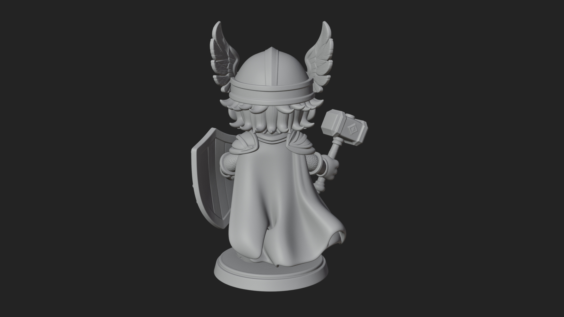 Chibi Winged Helm Paladin Statue Design 2 3D Print Model 3D Model