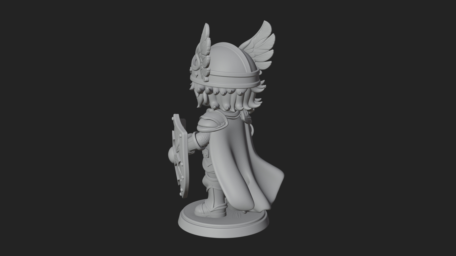 Chibi Winged Helm Paladin Statue Design 2 3D Print Model 3D Model