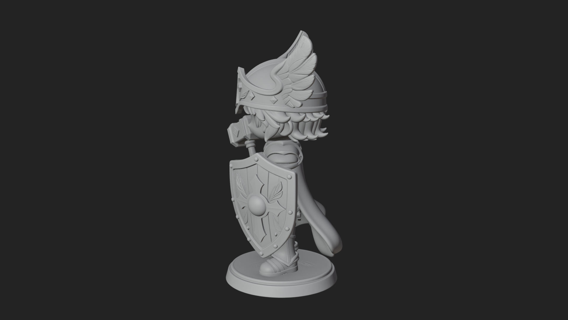 Chibi Winged Helm Paladin Statue Design 2 3D Print Model 3D Model