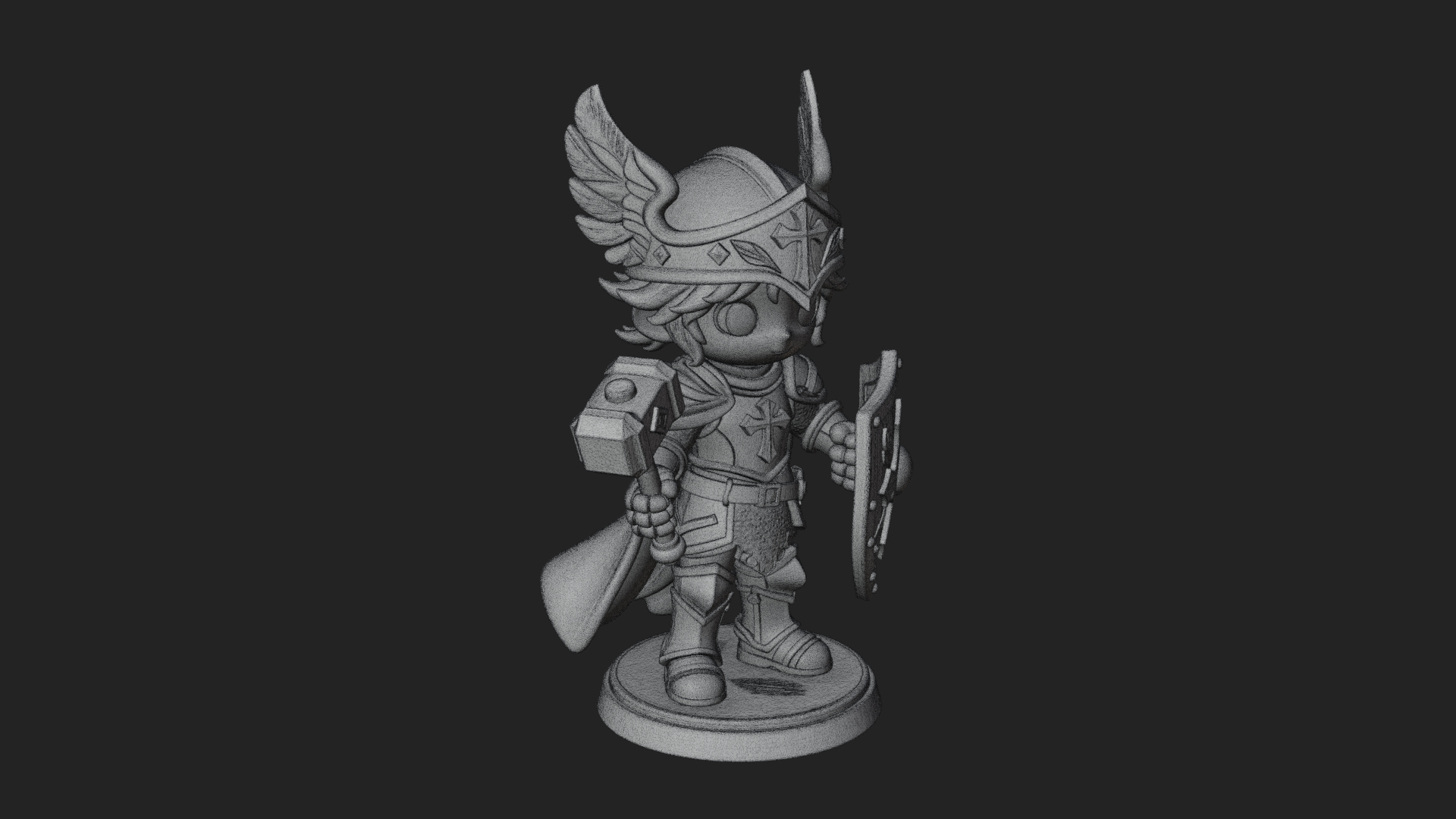 Chibi Winged Helm Paladin Statue Design 2 3D Print Model 3D Model