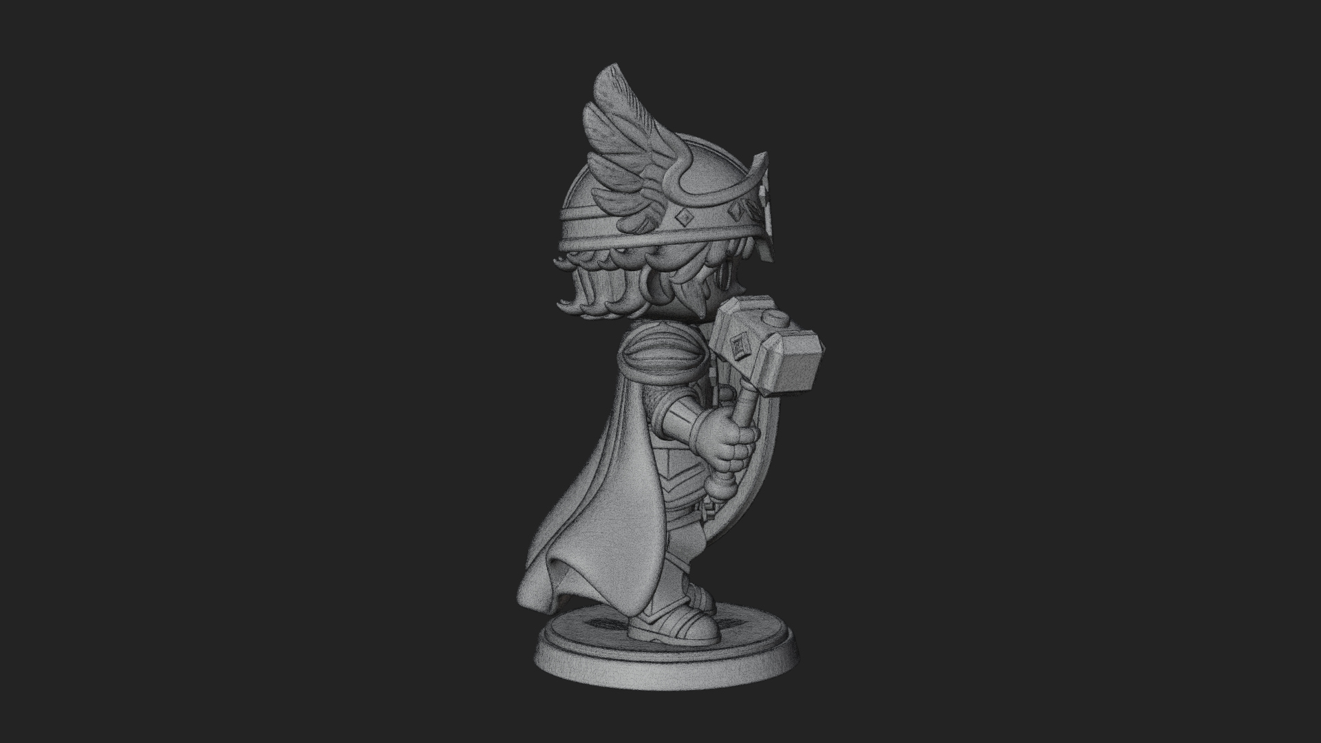 Chibi Winged Helm Paladin Statue Design 2 3D Print Model 3D Model