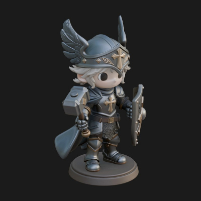 Chibi Winged Helm Paladin Statue Design 2 3D Print Model