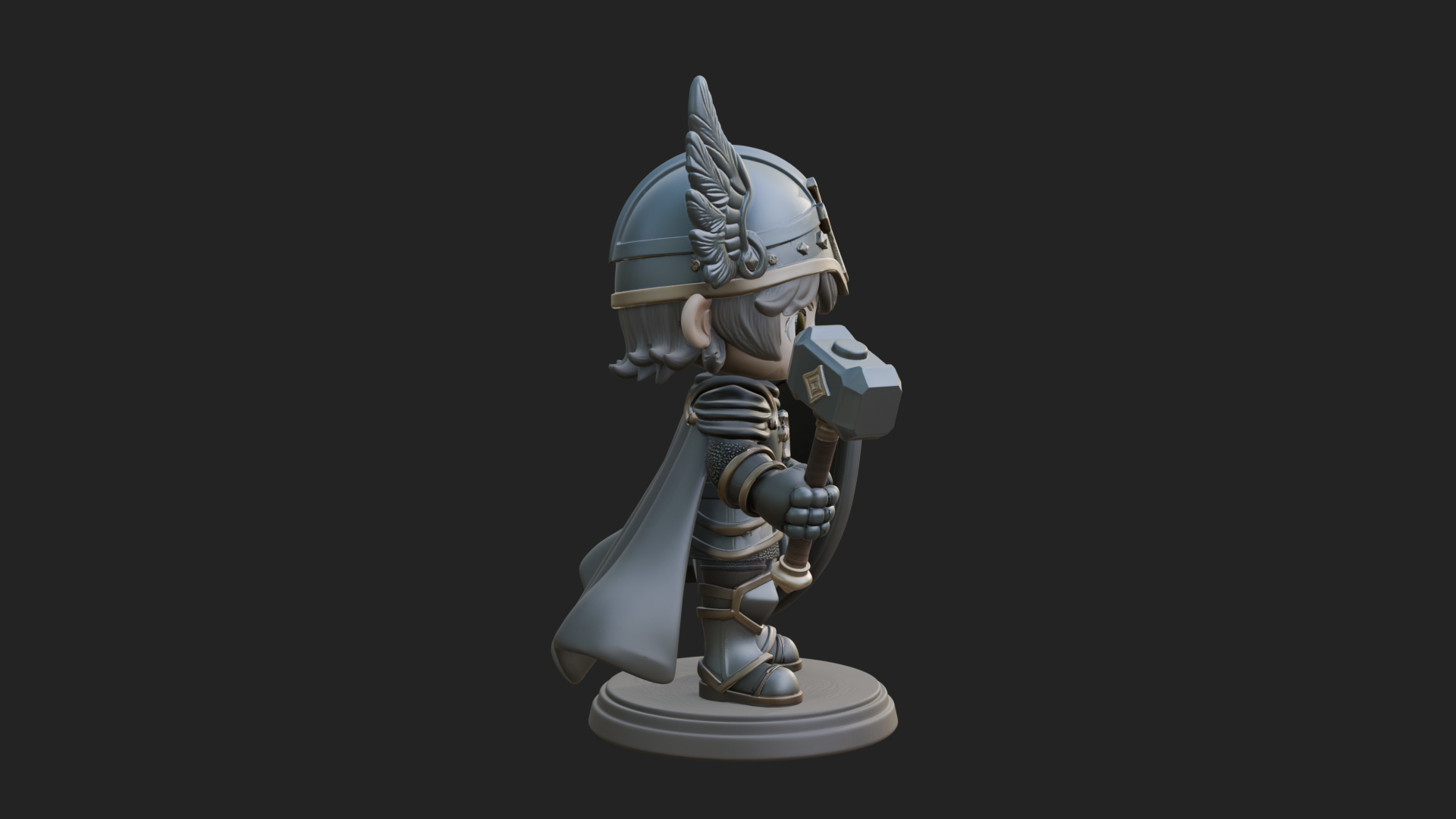 Chibi Winged Helm Paladin Statue Design 3 3D Print Model 3D Model