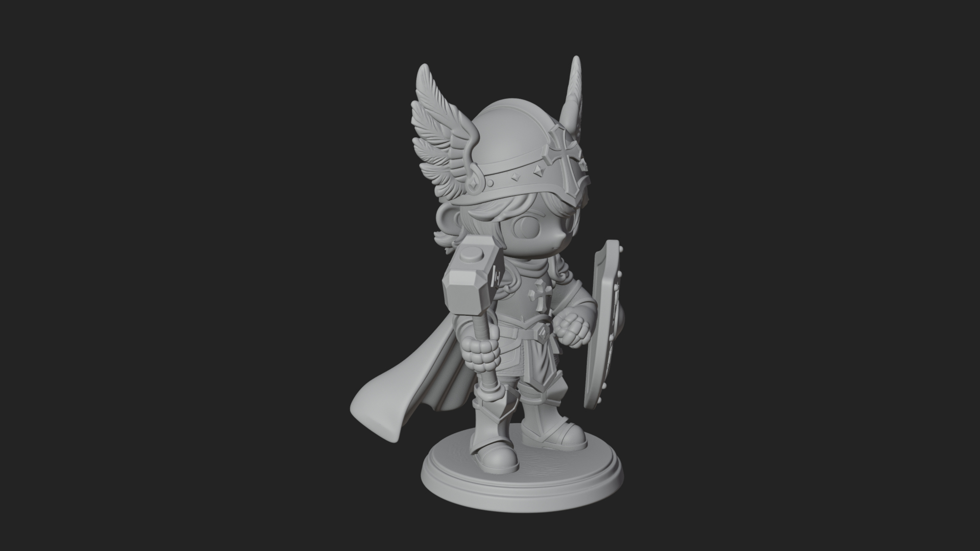 Chibi Winged Helm Paladin Statue Design 3 3D Print Model 3D Model