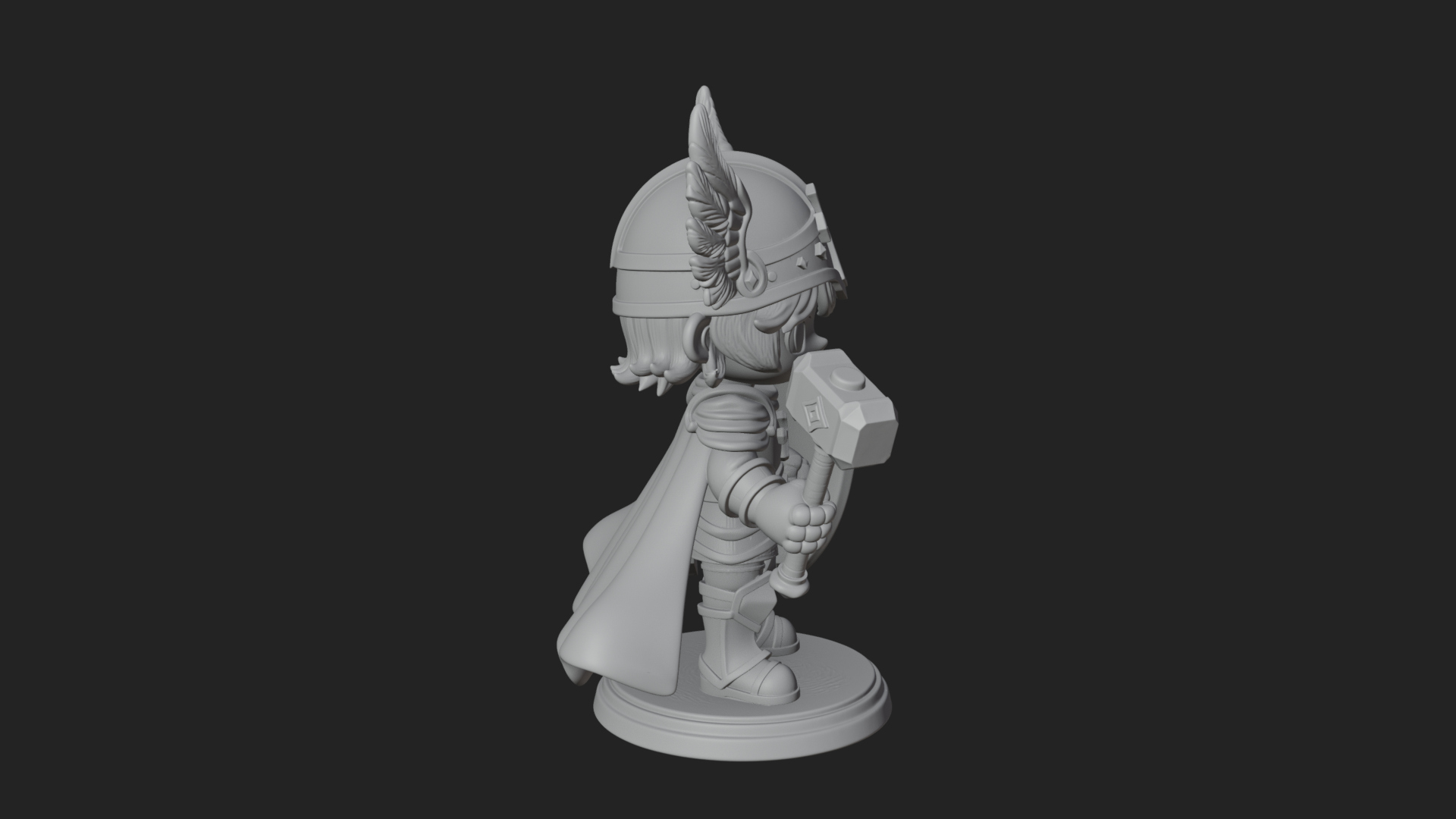 Chibi Winged Helm Paladin Statue Design 3 3D Print Model 3D Model
