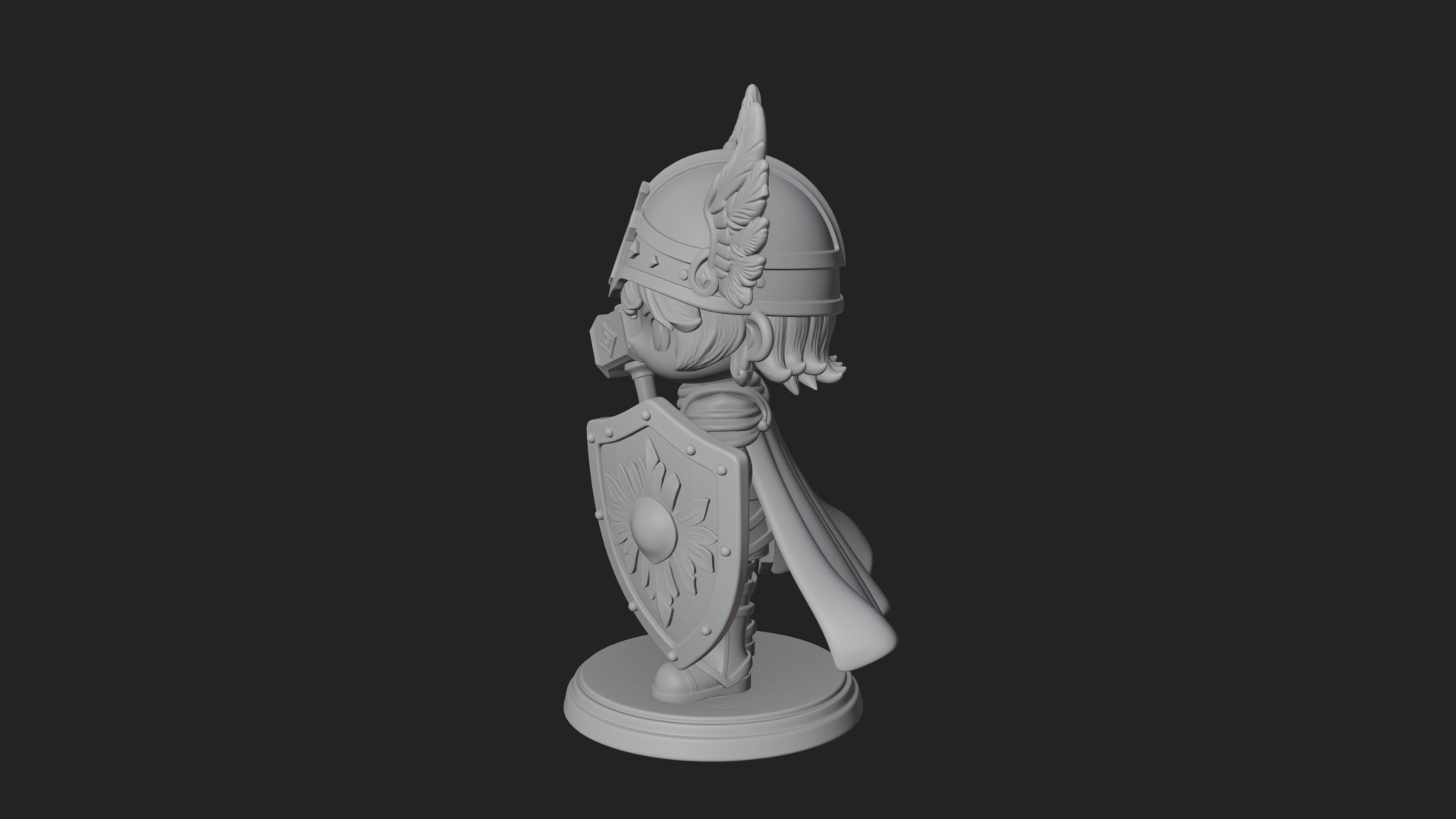 Chibi Winged Helm Paladin Statue Design 3 3D Print Model 3D Model