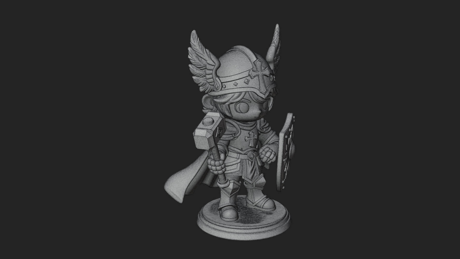Chibi Winged Helm Paladin Statue Design 3 3D Print Model 3D Model