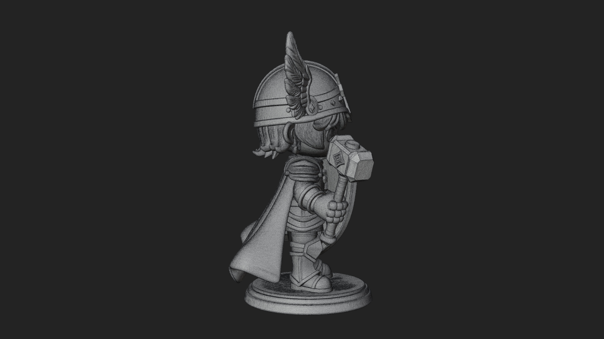 Chibi Winged Helm Paladin Statue Design 3 3D Print Model 3D Model