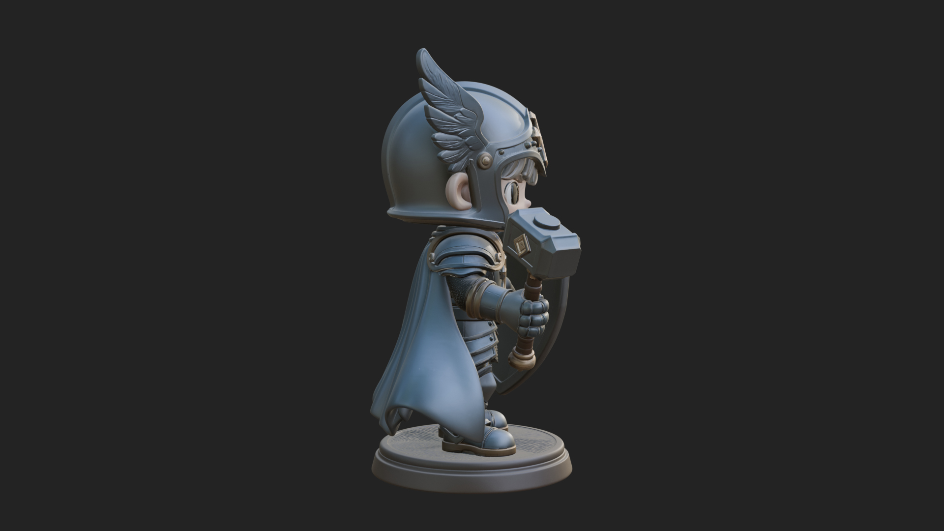 Chibi Winged Helm Paladin Statue Design 4 3D Print Model 3D Model