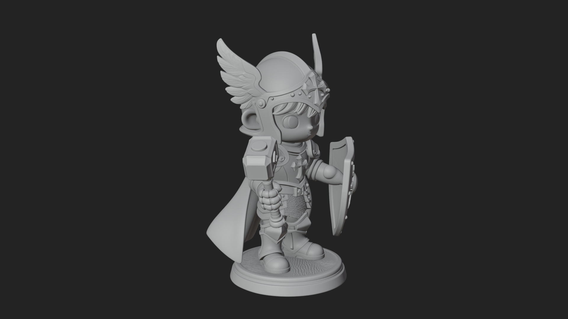 Chibi Winged Helm Paladin Statue Design 4 3D Print Model 3D Model