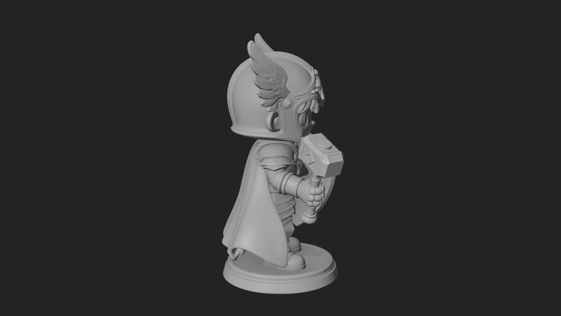Chibi Winged Helm Paladin Statue Design 4 3D Print Model 3D Model