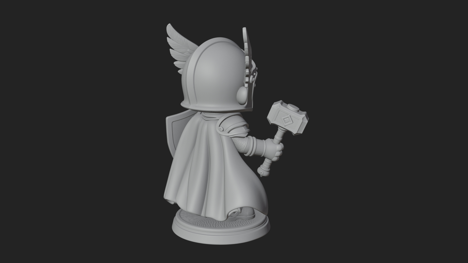 Chibi Winged Helm Paladin Statue Design 4 3D Print Model 3D Model