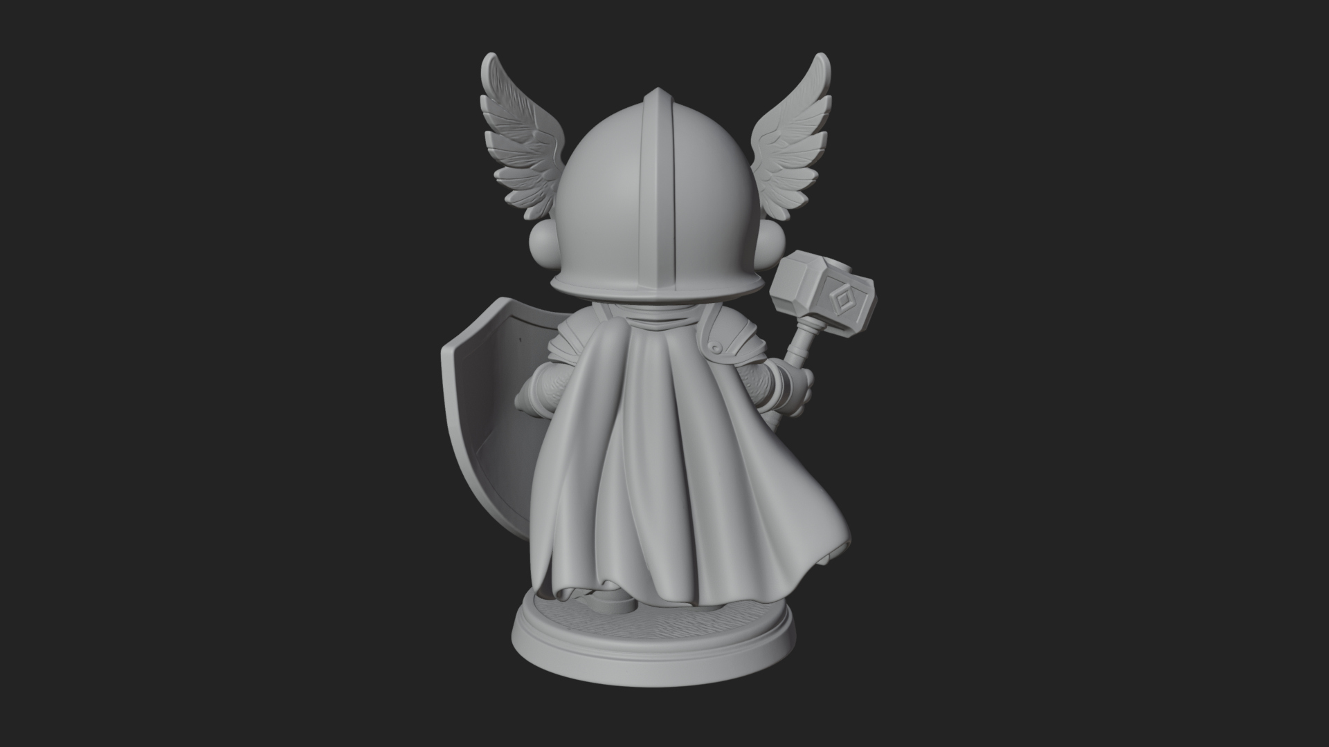 Chibi Winged Helm Paladin Statue Design 4 3D Print Model 3D Model