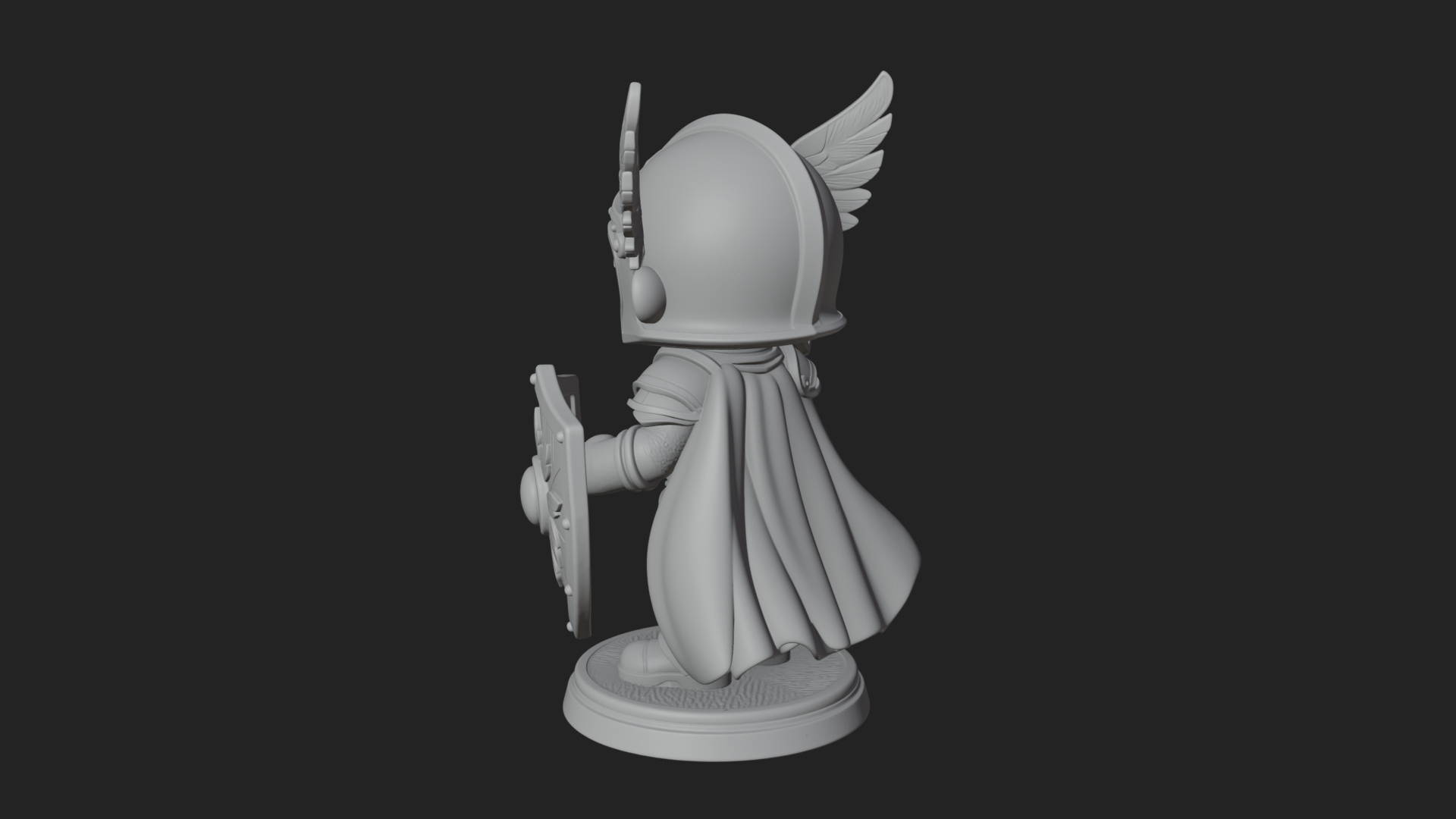 Chibi Winged Helm Paladin Statue Design 4 3D Print Model 3D Model