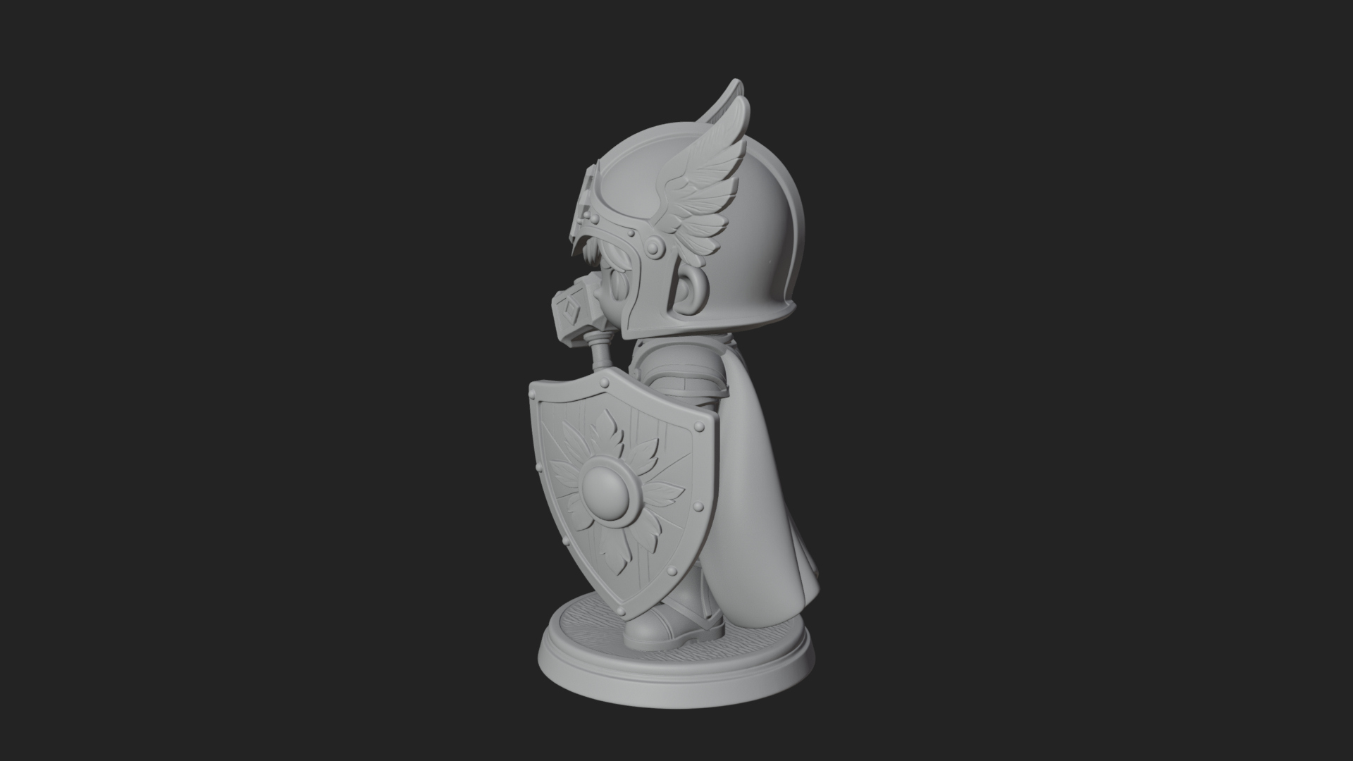 Chibi Winged Helm Paladin Statue Design 4 3D Print Model 3D Model