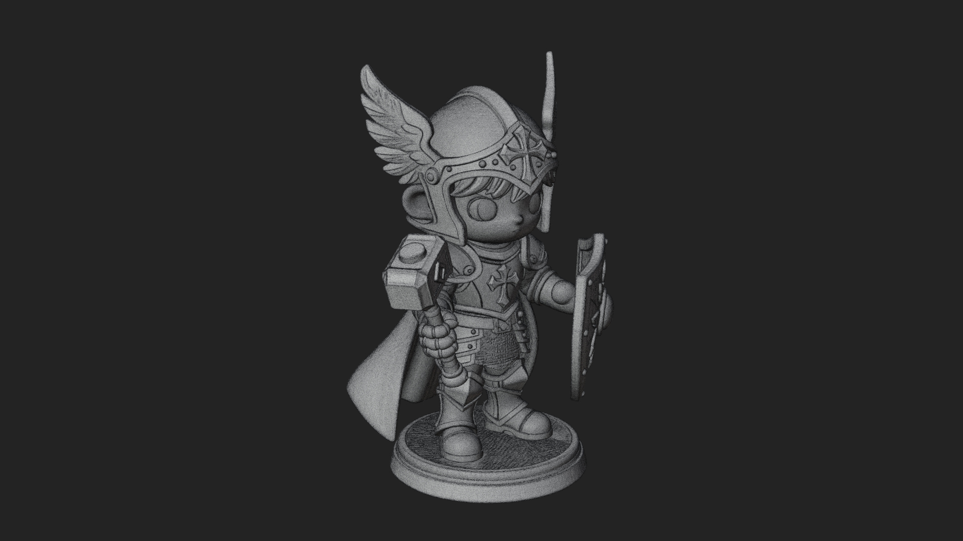 Chibi Winged Helm Paladin Statue Design 4 3D Print Model 3D Model