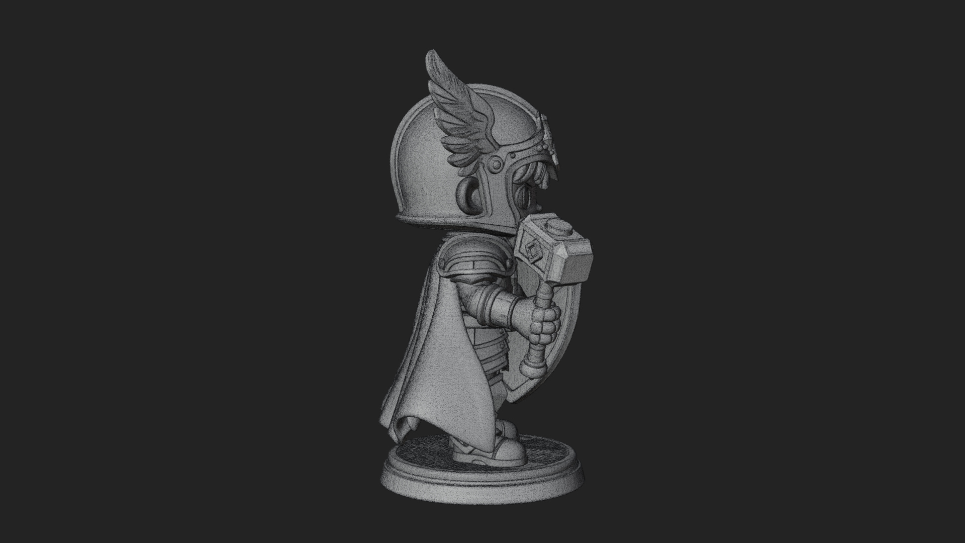 Chibi Winged Helm Paladin Statue Design 4 3D Print Model 3D Model