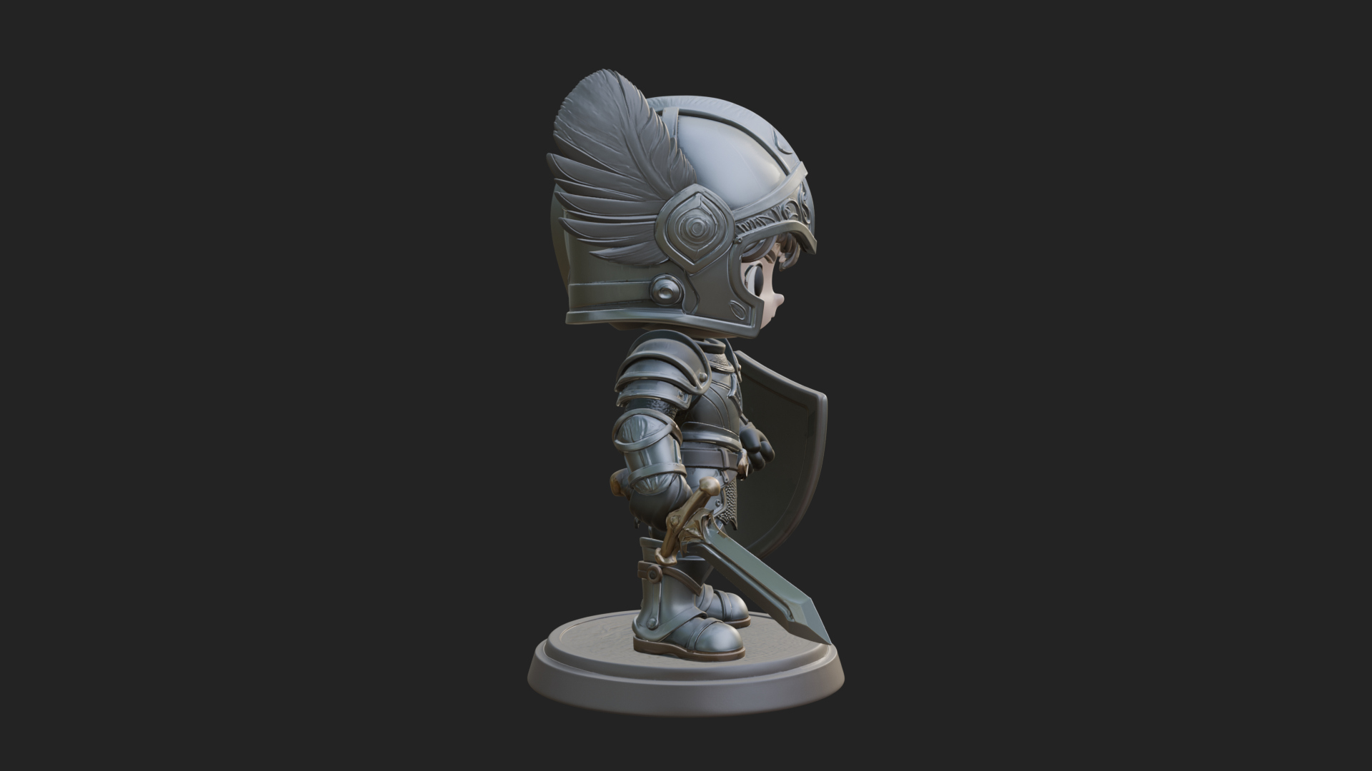 Chibi Winged Helm Paladin Statue Design 5 3D Print Model 3D Model