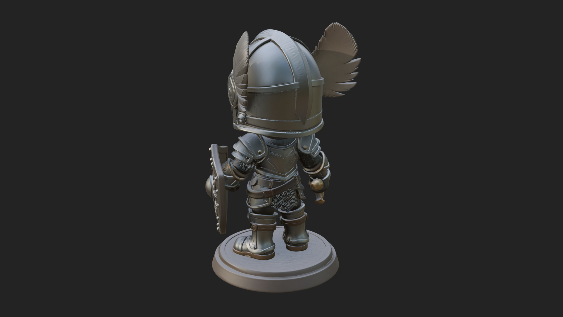 Chibi Winged Helm Paladin Statue Design 5 3D Print Model 3D Model