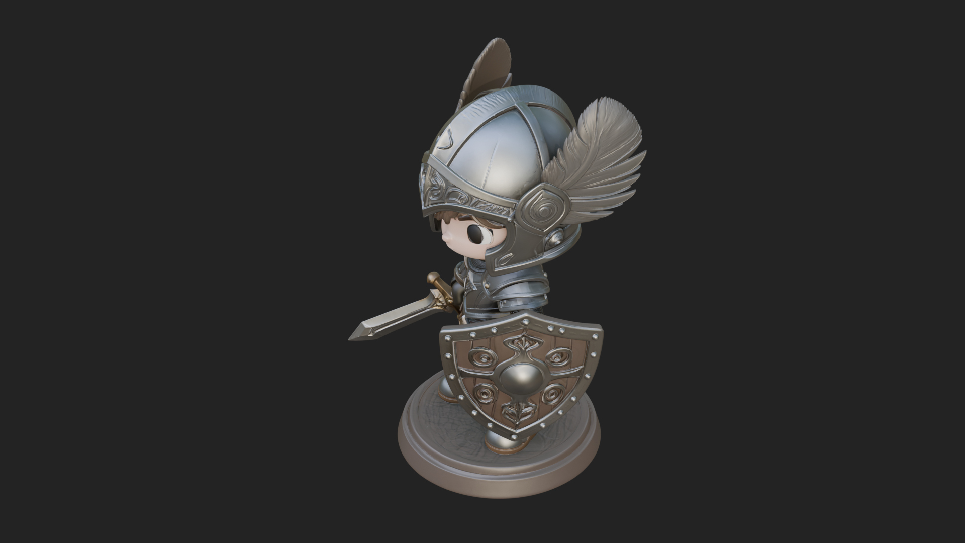 Chibi Winged Helm Paladin Statue Design 5 3D Print Model 3D Model