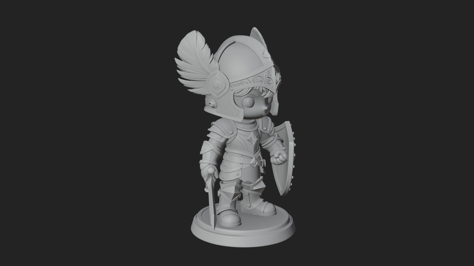 Chibi Winged Helm Paladin Statue Design 5 3D Print Model 3D Model