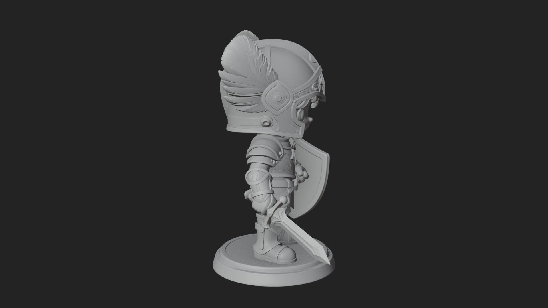 Chibi Winged Helm Paladin Statue Design 5 3D Print Model 3D Model
