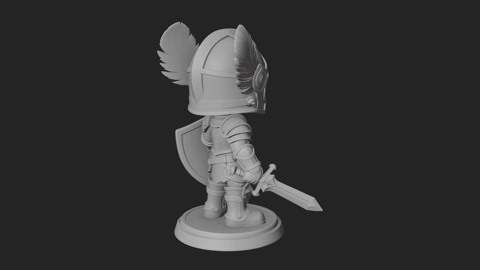 Chibi Winged Helm Paladin Statue Design 5 3D Print Model 3D Model