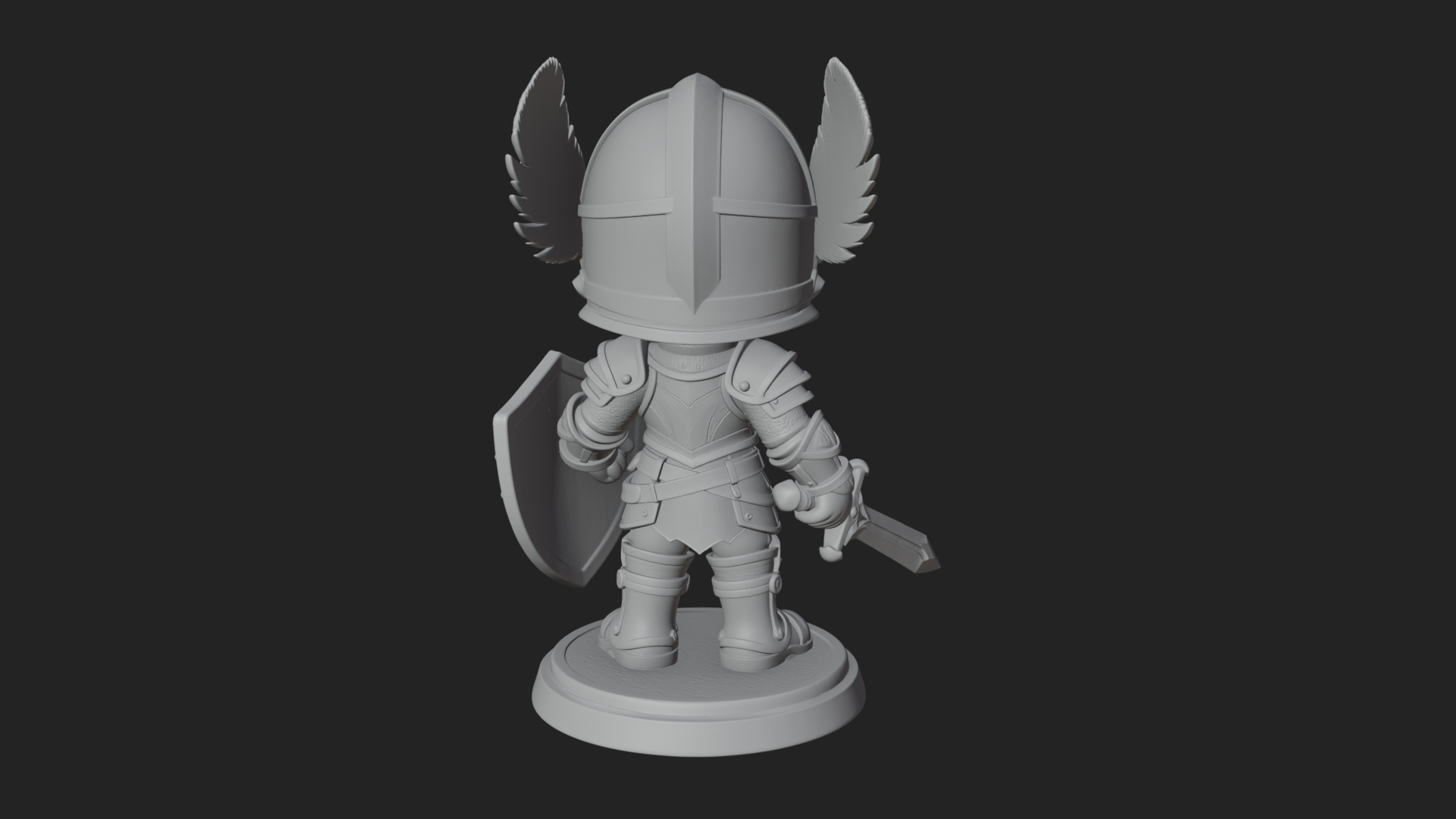 Chibi Winged Helm Paladin Statue Design 5 3D Print Model 3D Model