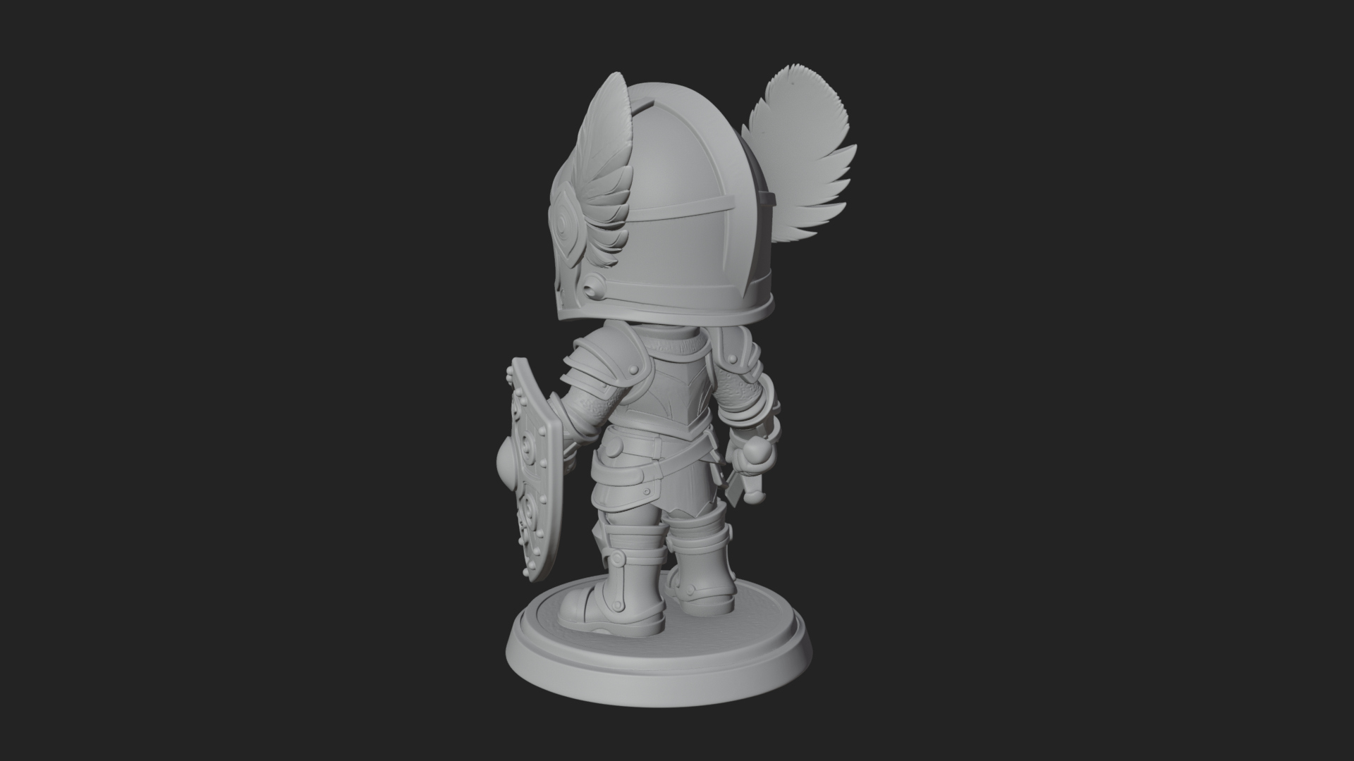 Chibi Winged Helm Paladin Statue Design 5 3D Print Model 3D Model