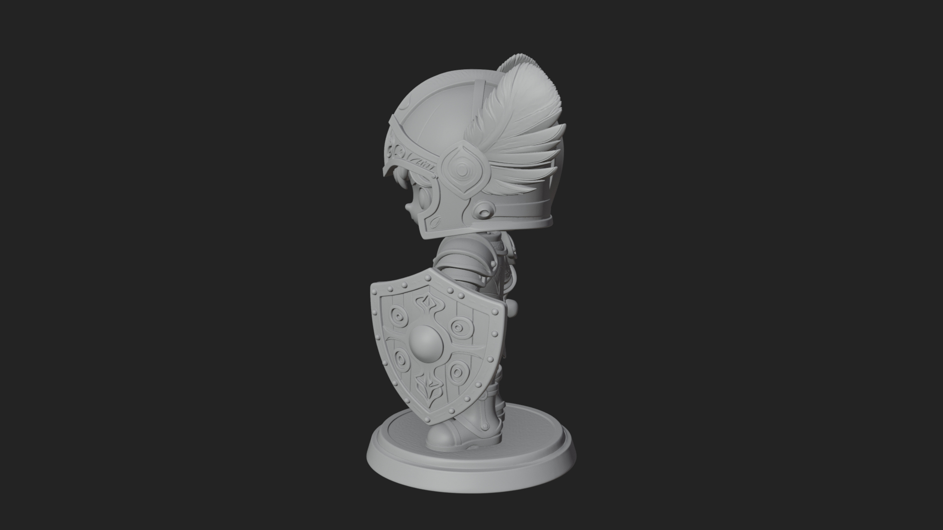 Chibi Winged Helm Paladin Statue Design 5 3D Print Model 3D Model