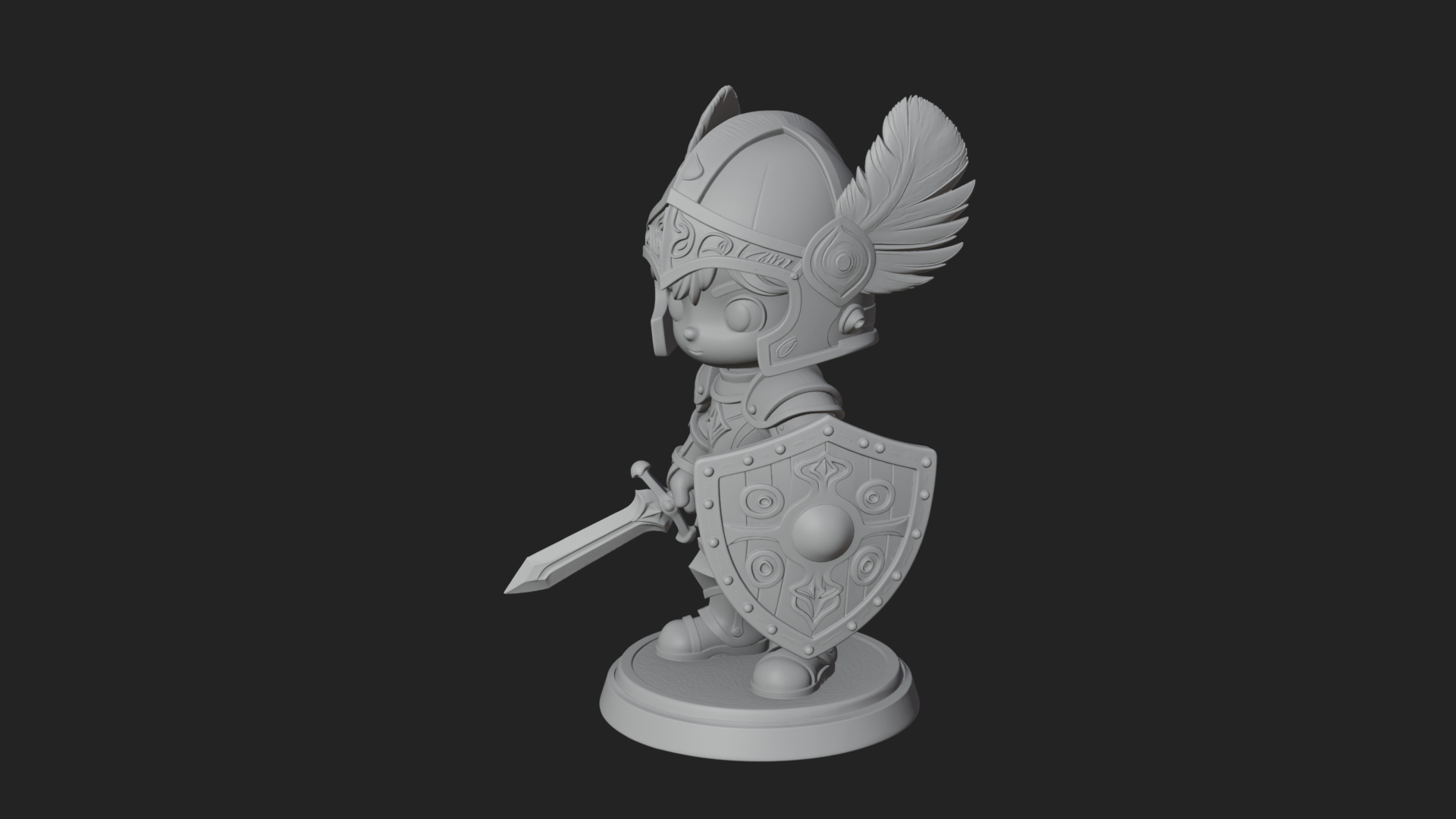 Chibi Winged Helm Paladin Statue Design 5 3D Print Model 3D Model