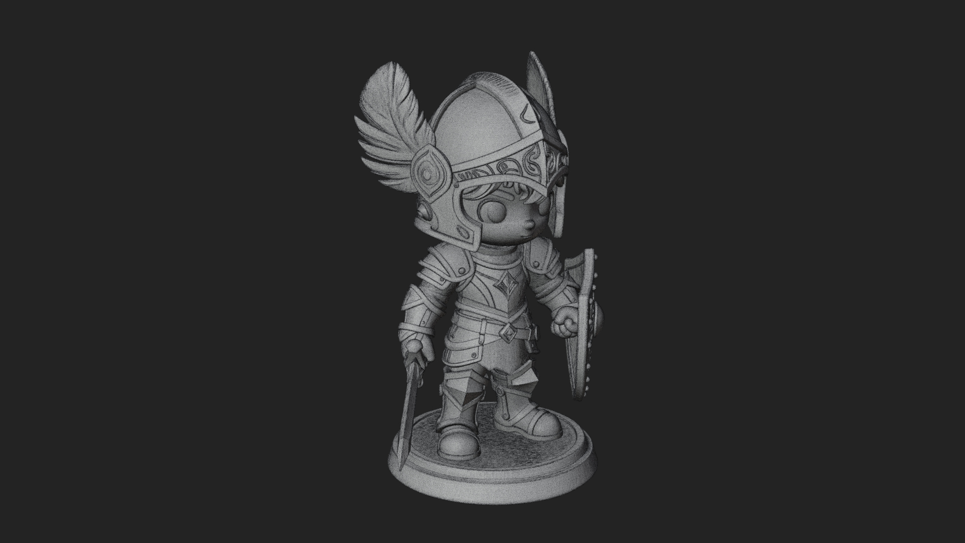Chibi Winged Helm Paladin Statue Design 5 3D Print Model 3D Model
