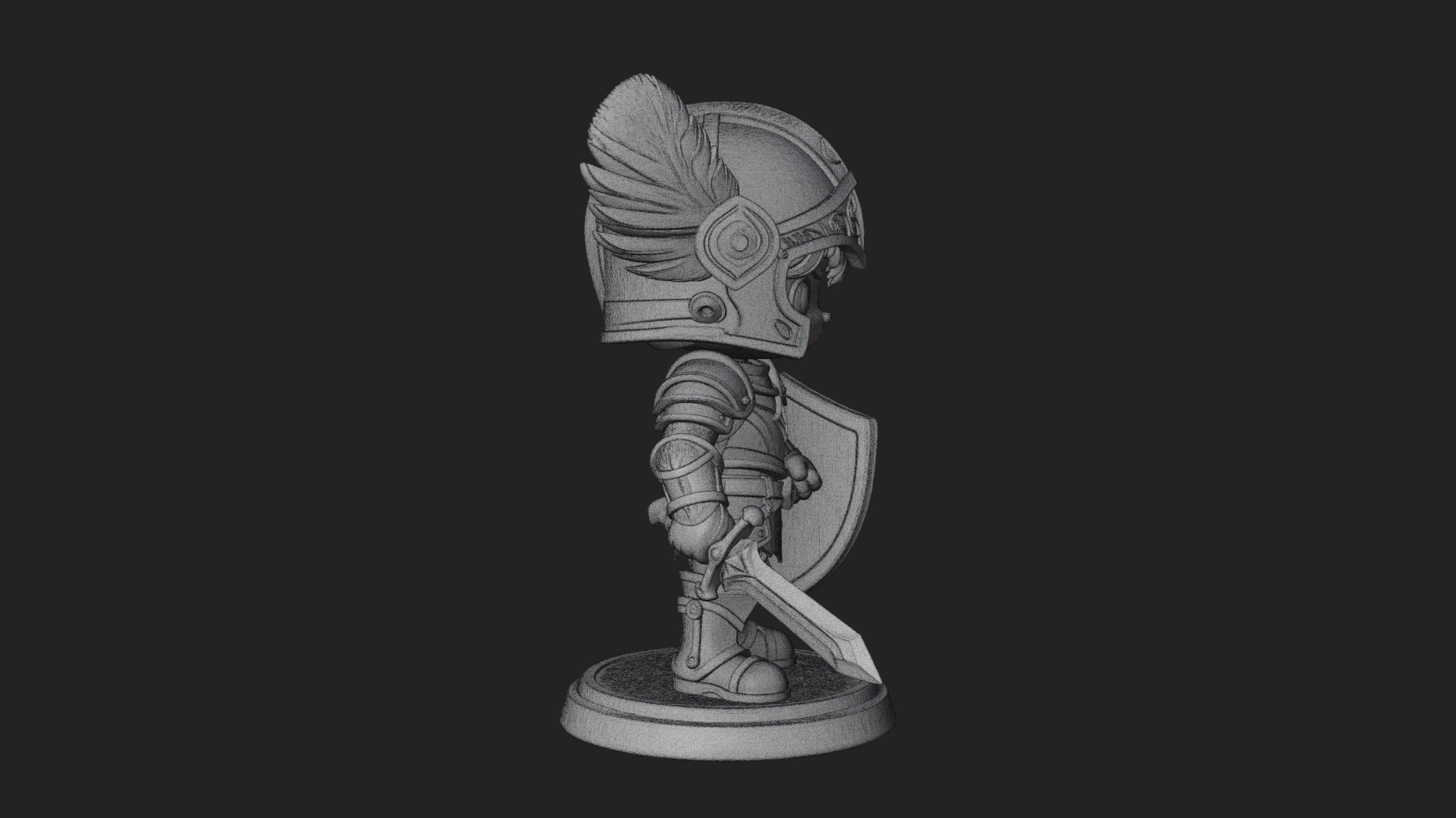 Chibi Winged Helm Paladin Statue Design 5 3D Print Model 3D Model